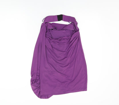 Back view of ASOS women’s purple polyester basic t-shirt, size UK 10, halter