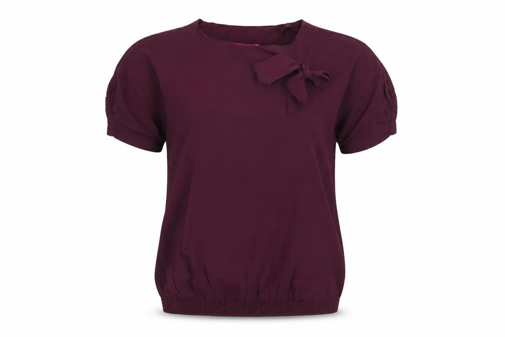 Miss Bennett Womens Purple Polyester Basic Blouse Size S Round Neck
