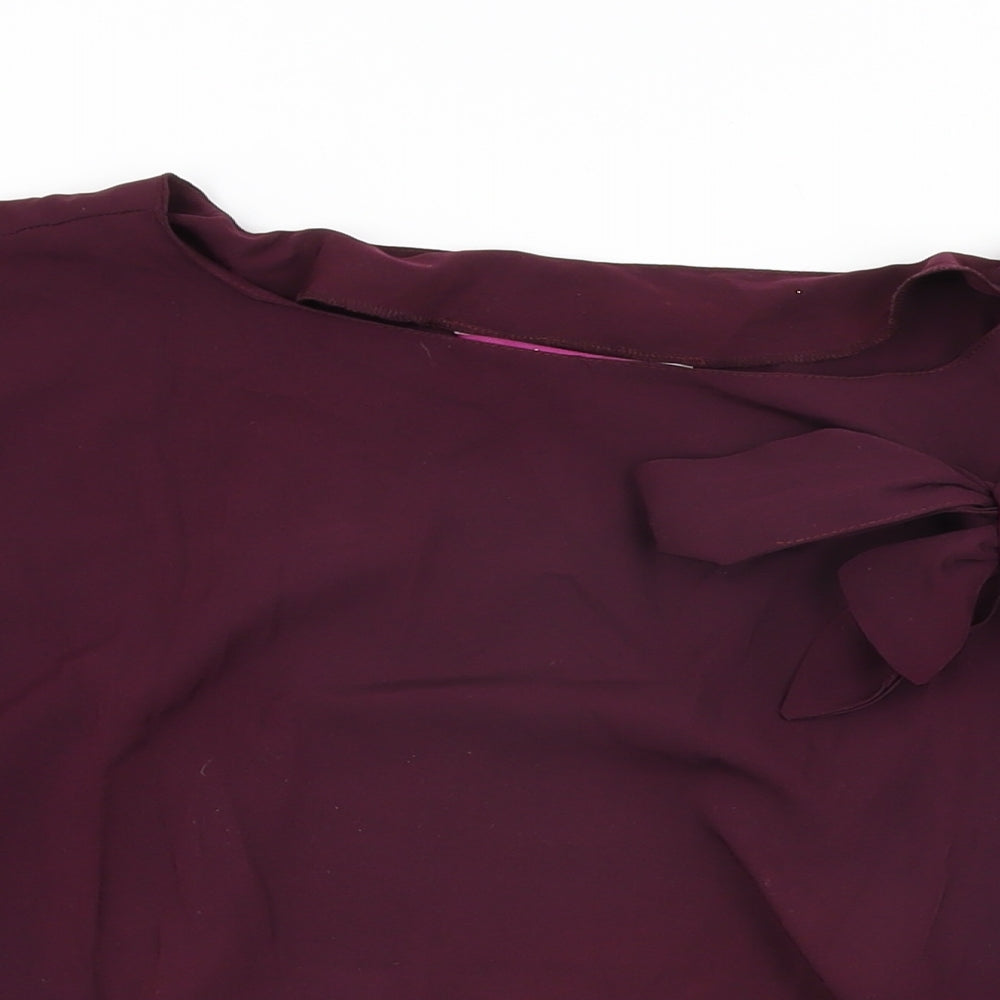 Miss Bennett Womens Purple Polyester Basic Blouse Size S Round Neck