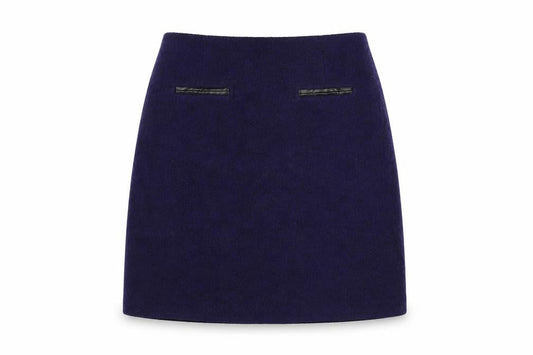 Marks & Spencer Womens Blue Polyester A-Line Skirt Size 8 Zip