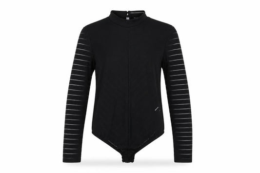 PRETTYLITTLETHING Womens Black Geometric Polyester Bodysuit One-Piece Size 10 Snap