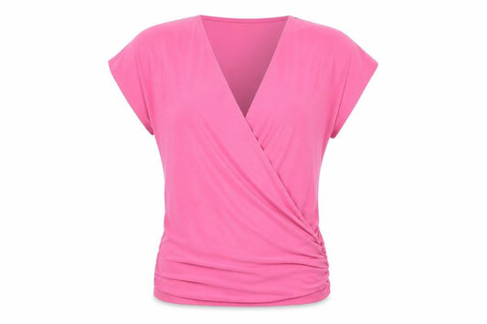Zara Womens Pink Polyester Wrap T-Shirt Size S V-Neck