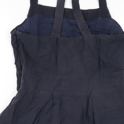 Max Womens Blue Cotton A-Line Size 10 Square Neck Zip