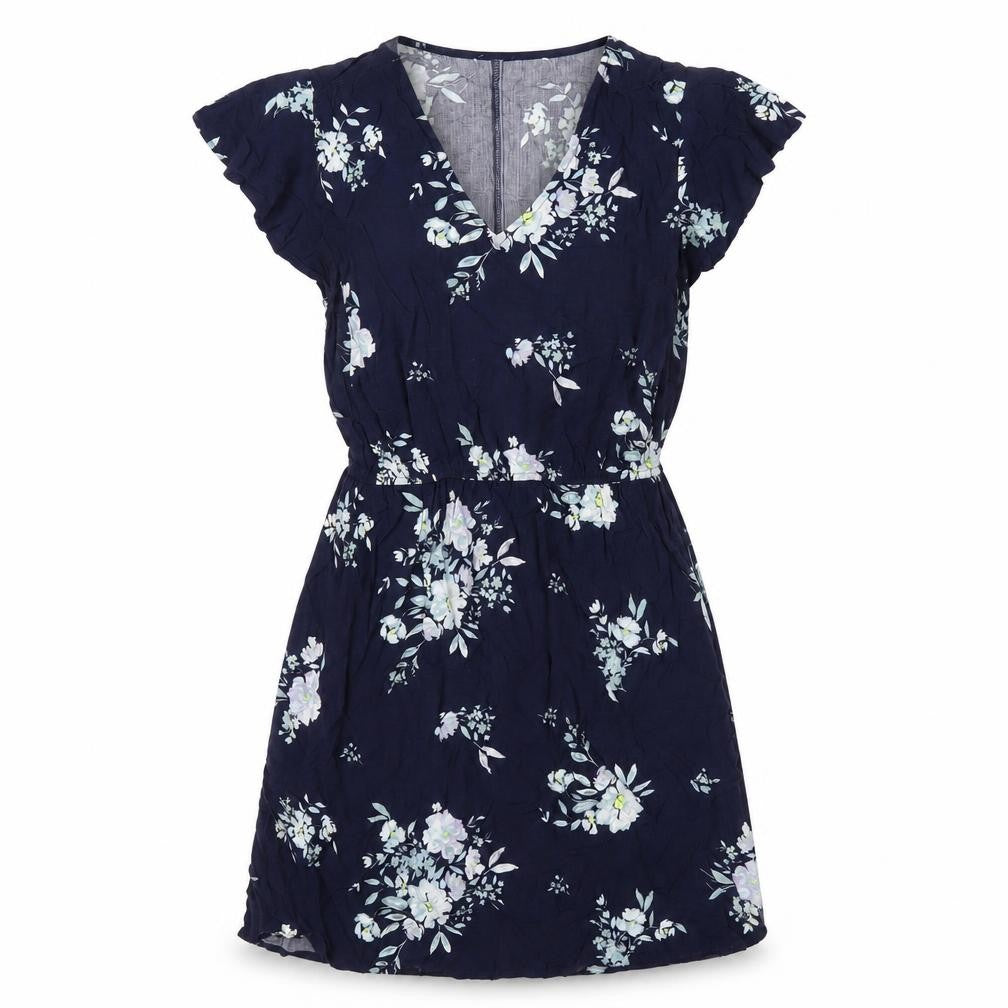Gap Womens Blue Floral Viscose A-Line Size M V-Neck Pullover