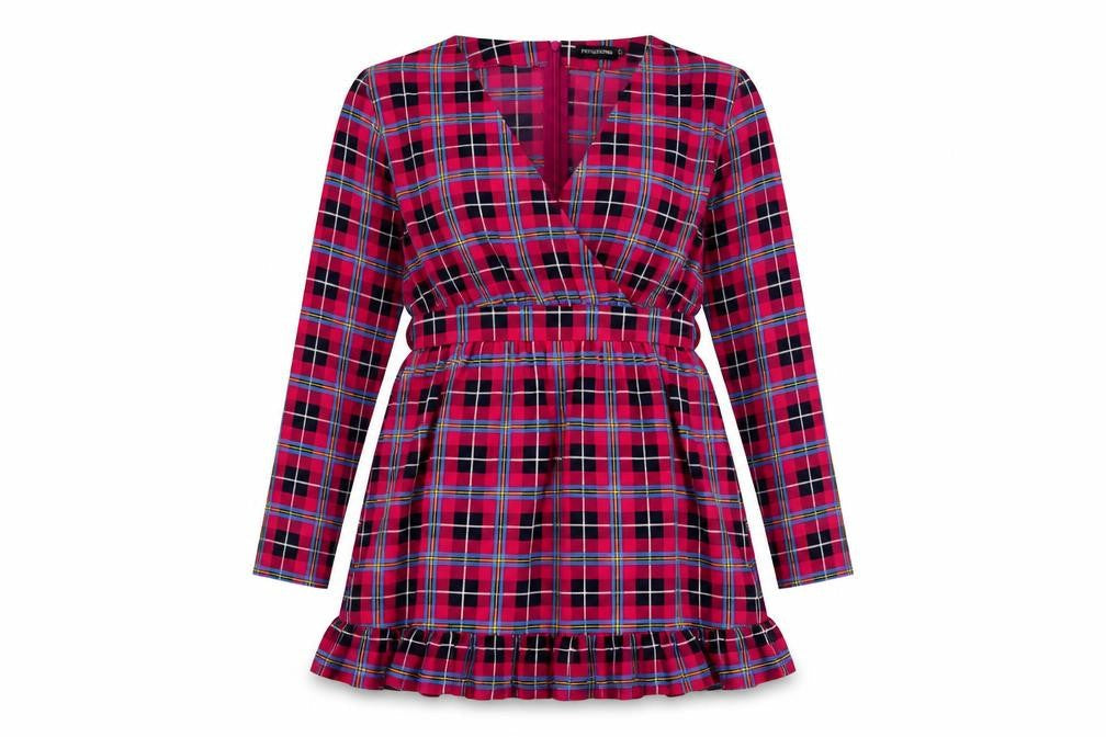 PRETTYLITTLETHING Womens Multicoloured Polka Dot Polyester A-Line Size 12 V-Neck Zip