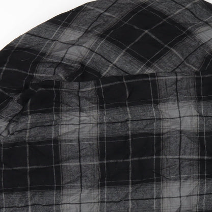 H&M Womens Black Plaid Cotton Basic Button-Up Size XS Collared