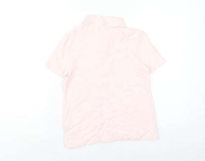 Marks & Spencer Womens Pink Cotton Basic Polo Size 6 Collared