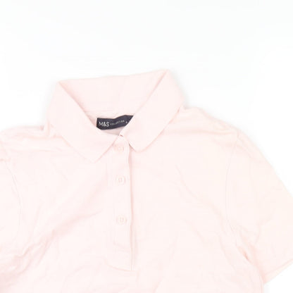 Marks & Spencer Womens Pink Cotton Basic Polo Size 6 Collared