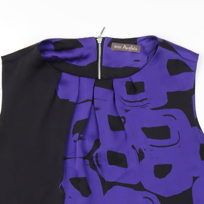 Marks & Spencer Womens Blue Geometric Polyester Basic Blouse Size 12 Round Neck