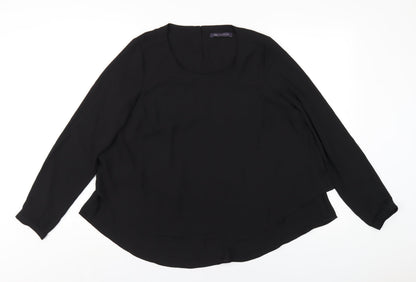 Marks & Spencer Womens Black Polyester Basic T-Shirt Size 12 Round Neck