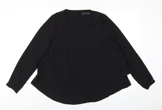 Marks and Spencer Womens Black Polyester Basic T-Shirt Size 12 Round Neck