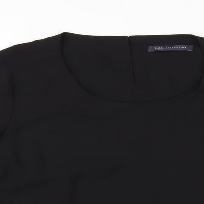 Marks & Spencer Womens Black Polyester Basic T-Shirt Size 12 Round Neck