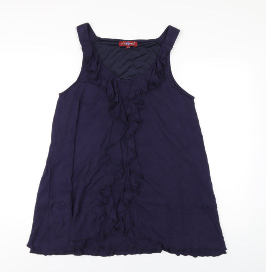 Uttam London Womens Blue Viscose Tank Dress Size M Scoop Neck Pullover