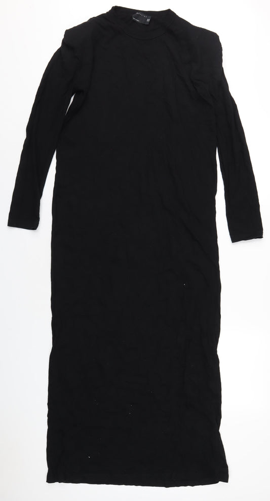 ASOS Womens Black Cotton Maxi Size 8 Round Neck Pullover