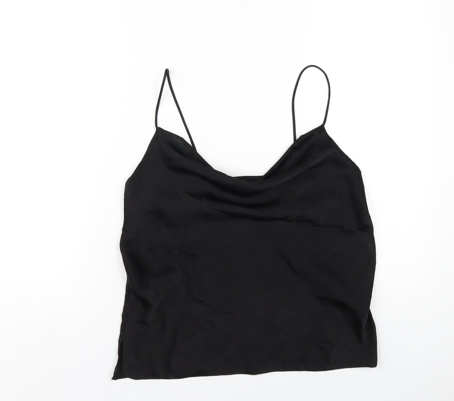 New Look Womens Black Polyester Camisole T-Shirt Size 8 Cowl Neck