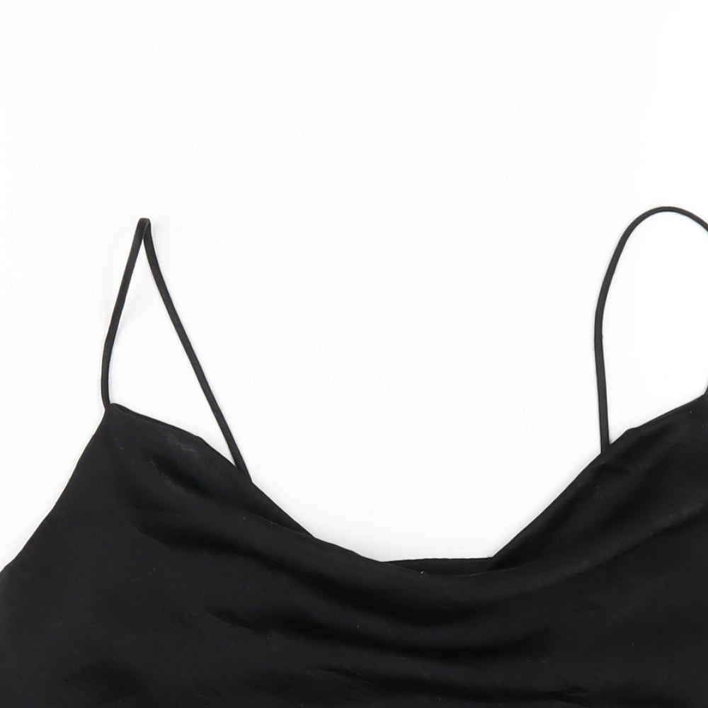 New Look Womens Black Polyester Camisole T-Shirt Size 8 Cowl Neck