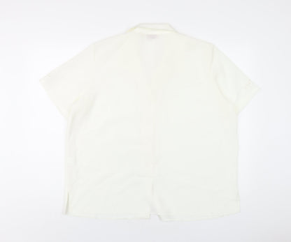 EWM Womens Ivory Polyester Basic Button-Up Size 20 Collared