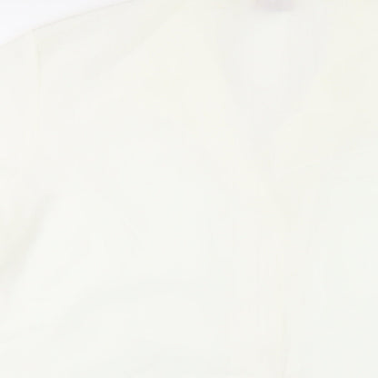 EWM Womens Ivory Polyester Basic Button-Up Size 20 Collared