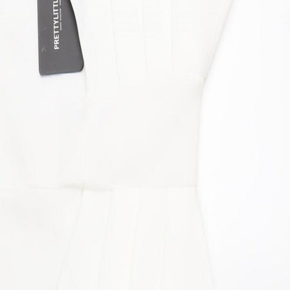 PRETTYLITTLETHING Womens White Polyester Bodycon Size 8 One Shoulder Pullover
