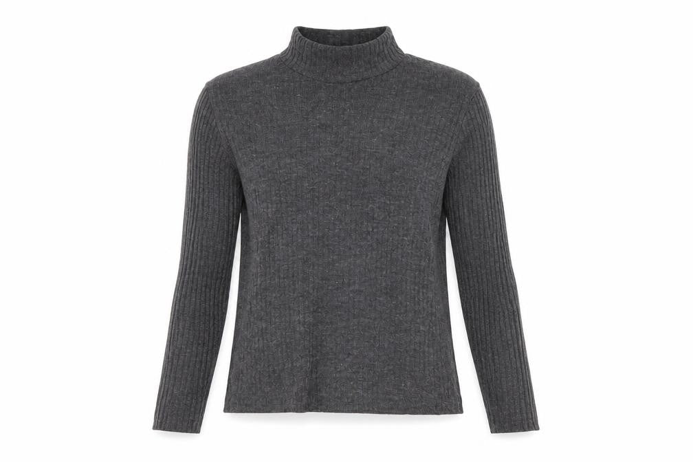 Topshop Womens Grey Polyester Basic T-Shirt Size 8 Mock Neck