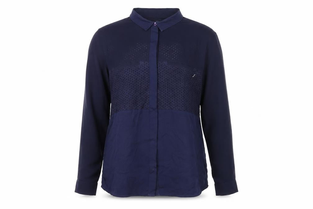 French Connection Womens Blue Polyester Basic Button-Up Size 10 Collared