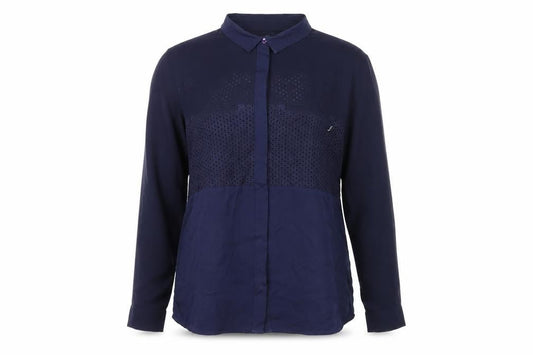 French Connection Womens Blue Polyester Basic Button-Up Size 10 Collared