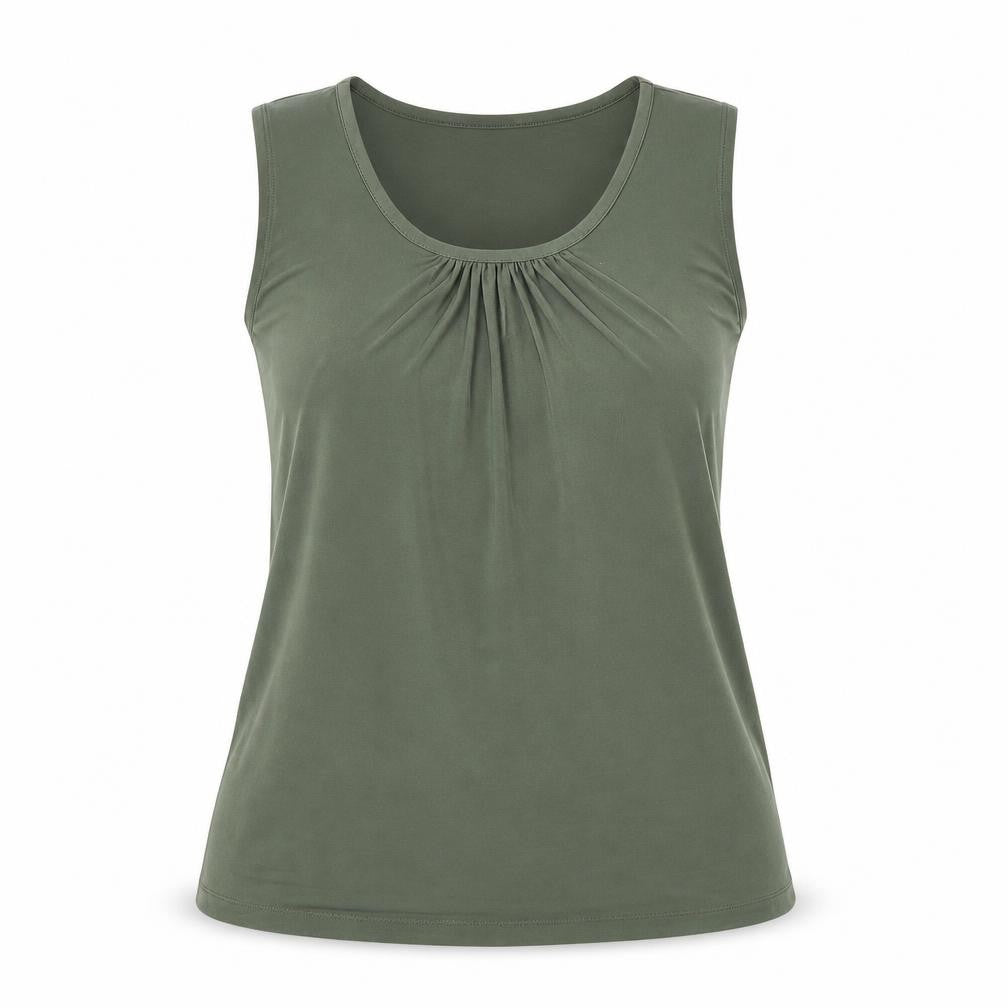 Susan Graver Womens Green Polyester Basic Tank Size S Scoop Neck