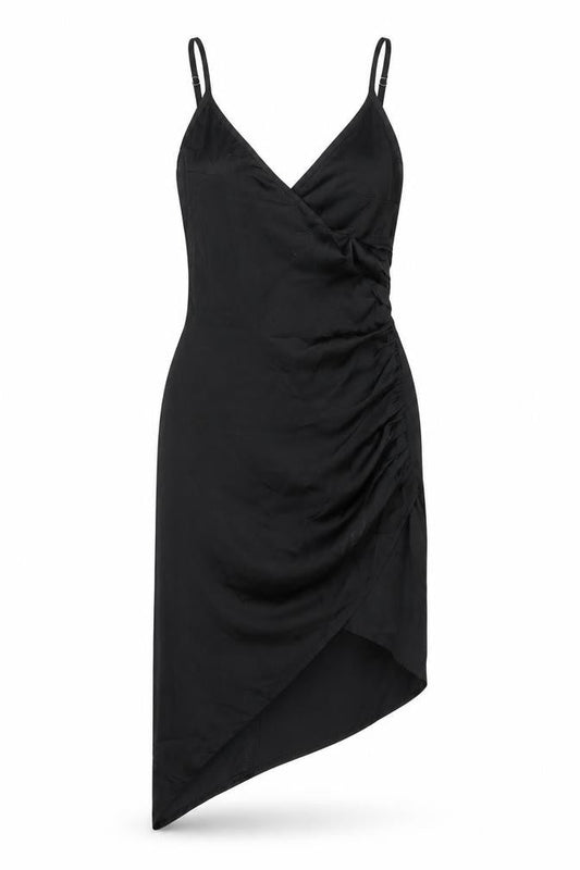 PRETTYLITTLETHING Womens Black Polyester Bodycon Size 6 V-Neck Zip