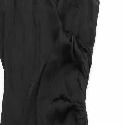 PRETTYLITTLETHING Womens Black Polyester Bodycon Size 6 V-Neck Zip