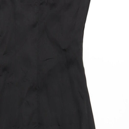 PRETTYLITTLETHING Womens Black Polyester Bodycon Size 6 V-Neck Zip