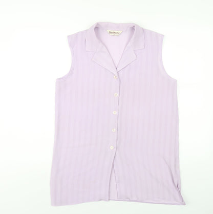 Bonmarché Womens Purple Polyester Basic Button-Up Size 14 Collared