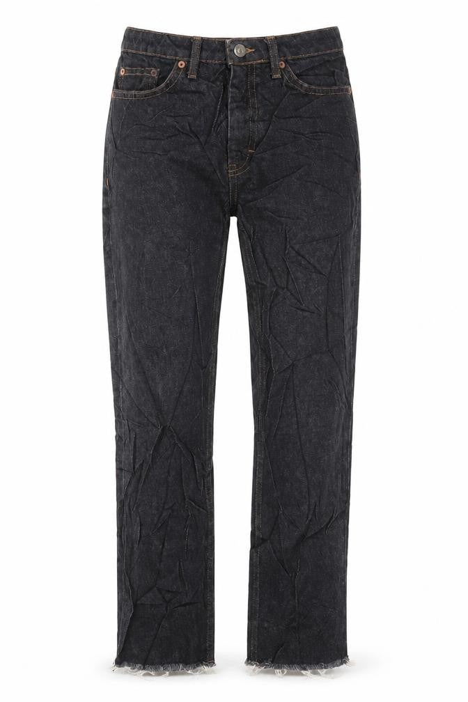 Topshop Womens Grey Cotton Straight Jeans Size 28 in L32 in Regular Zip