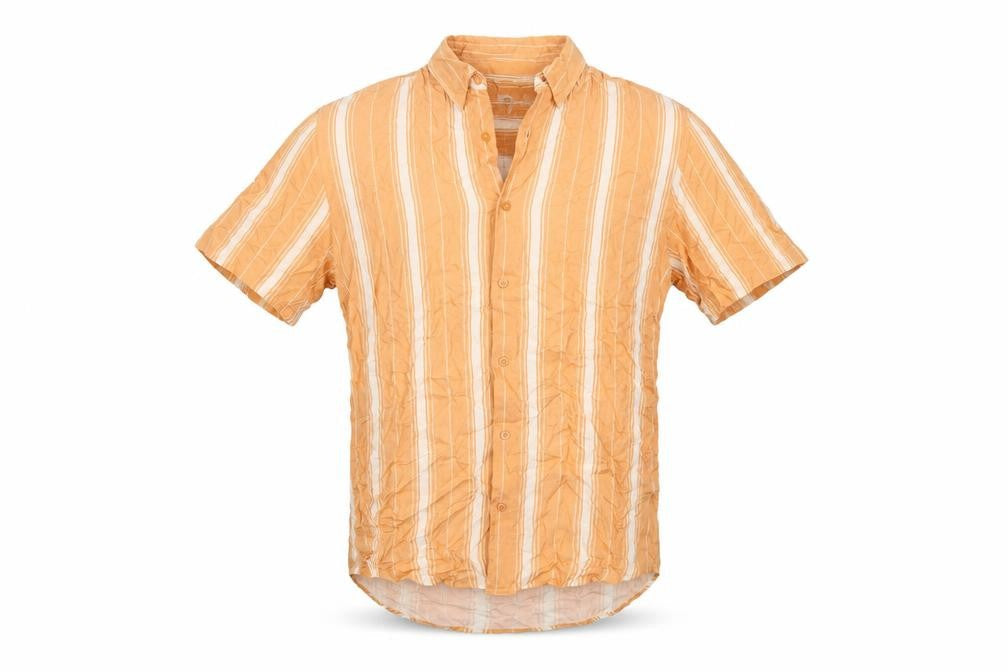 Next Mens Orange Striped Viscose Button-Up Size S Collared Button
