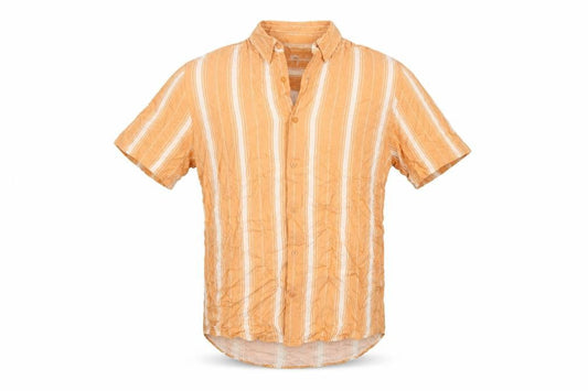 Next Mens Orange Striped Viscose Button-Up Size S Collared Button