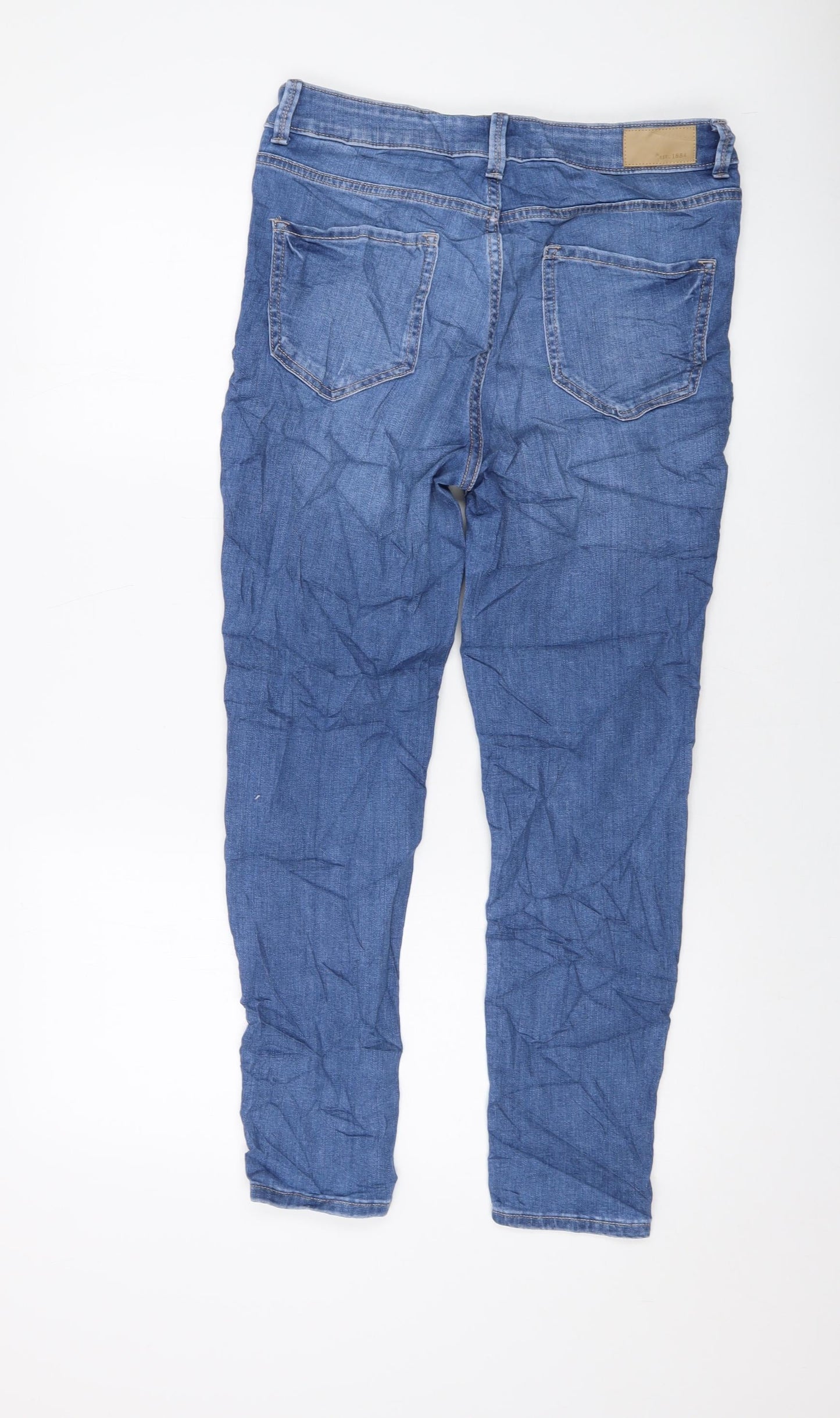 Marks and Spencer Womens Blue Cotton Skinny Jeans Size 12 L26 in Regular Button