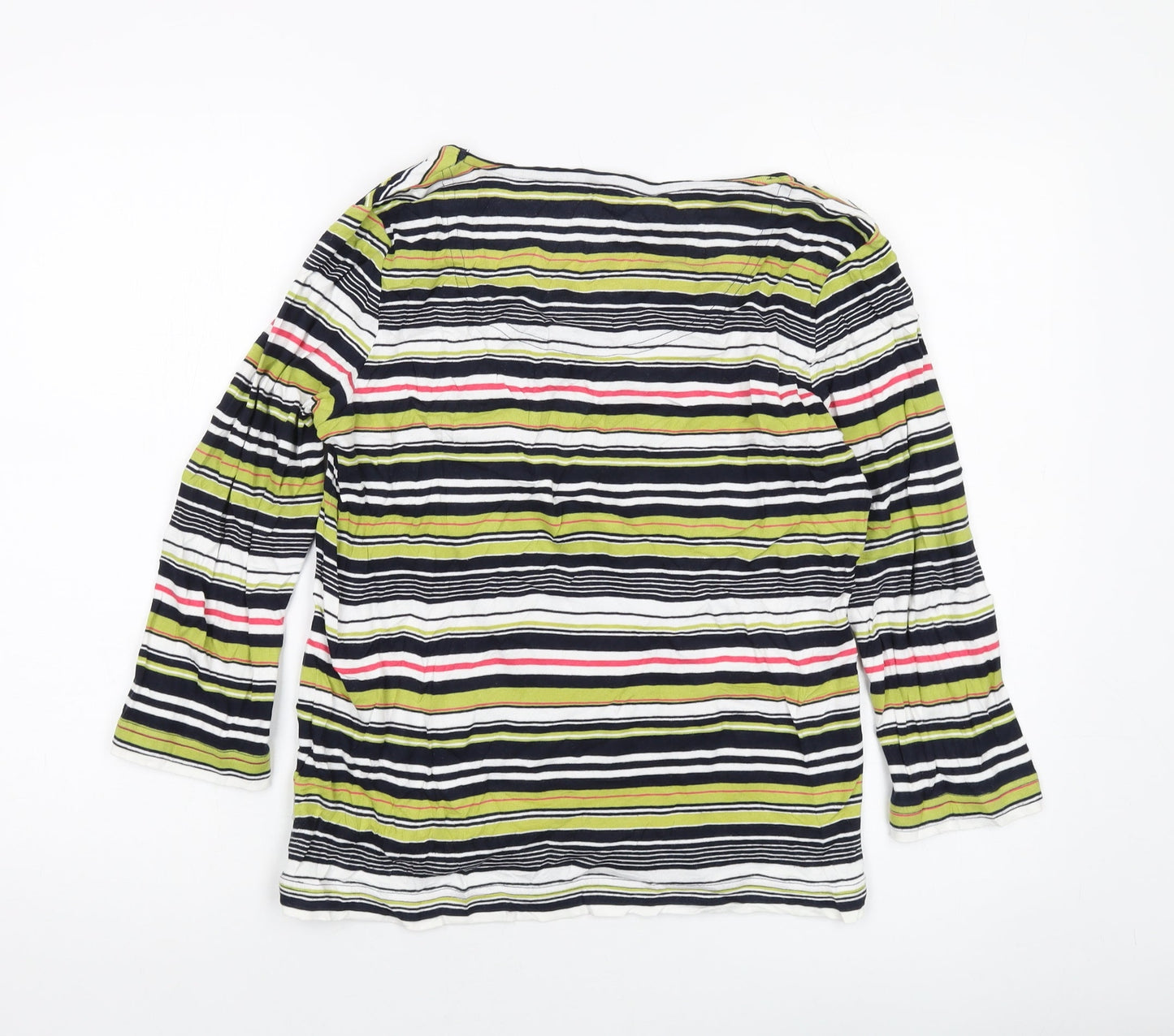 Maine Womens Multicoloured Striped Cotton Basic T-Shirt Size 14 Round Neck