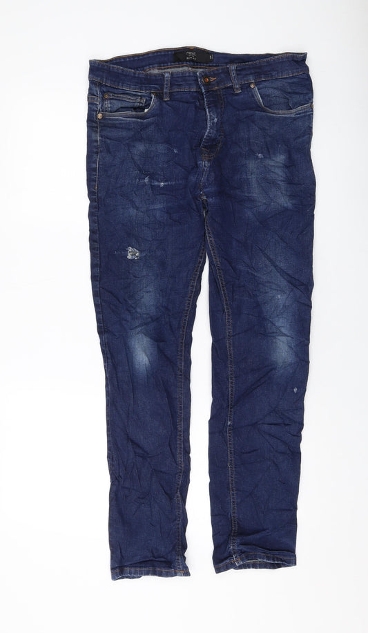 NEXT Mens Blue Cotton Straight Jeans Size 33 in L30 in Regular Button