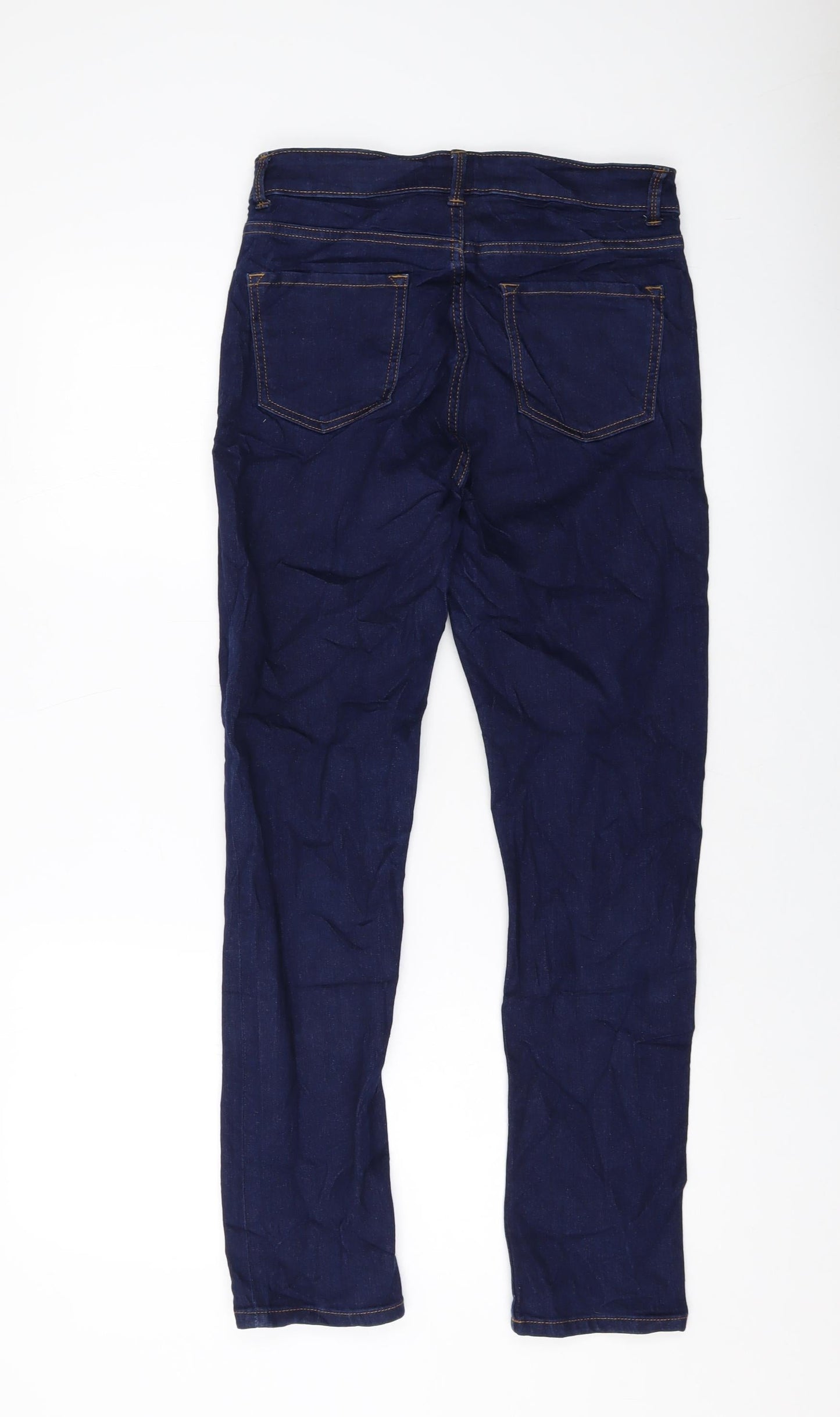 Marks and Spencer Womens Black Cotton Straight Jeans Size 10 L28 in Slim Button