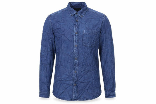 Marks & Spencer Mens Blue Cotton Button-Up Size S Collared Button