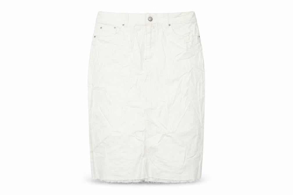 Marks & Spencer Womens Ivory Cotton A-Line Skirt Size 12 Button