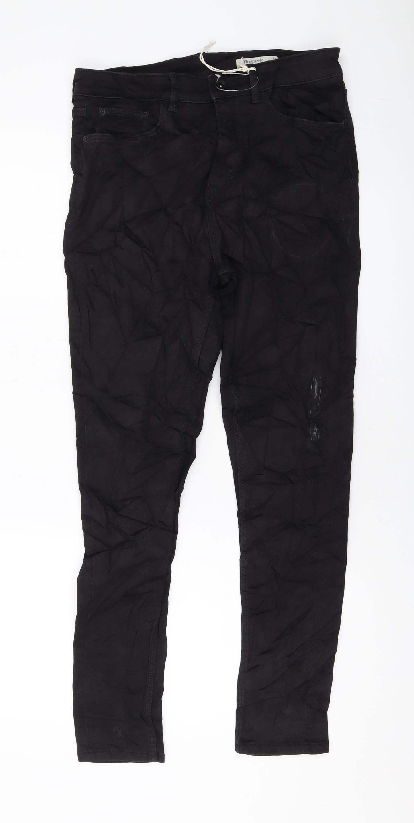 Marks and Spencer Womens Black Cotton Skinny Jeans Size 12 L28 in Regular Button