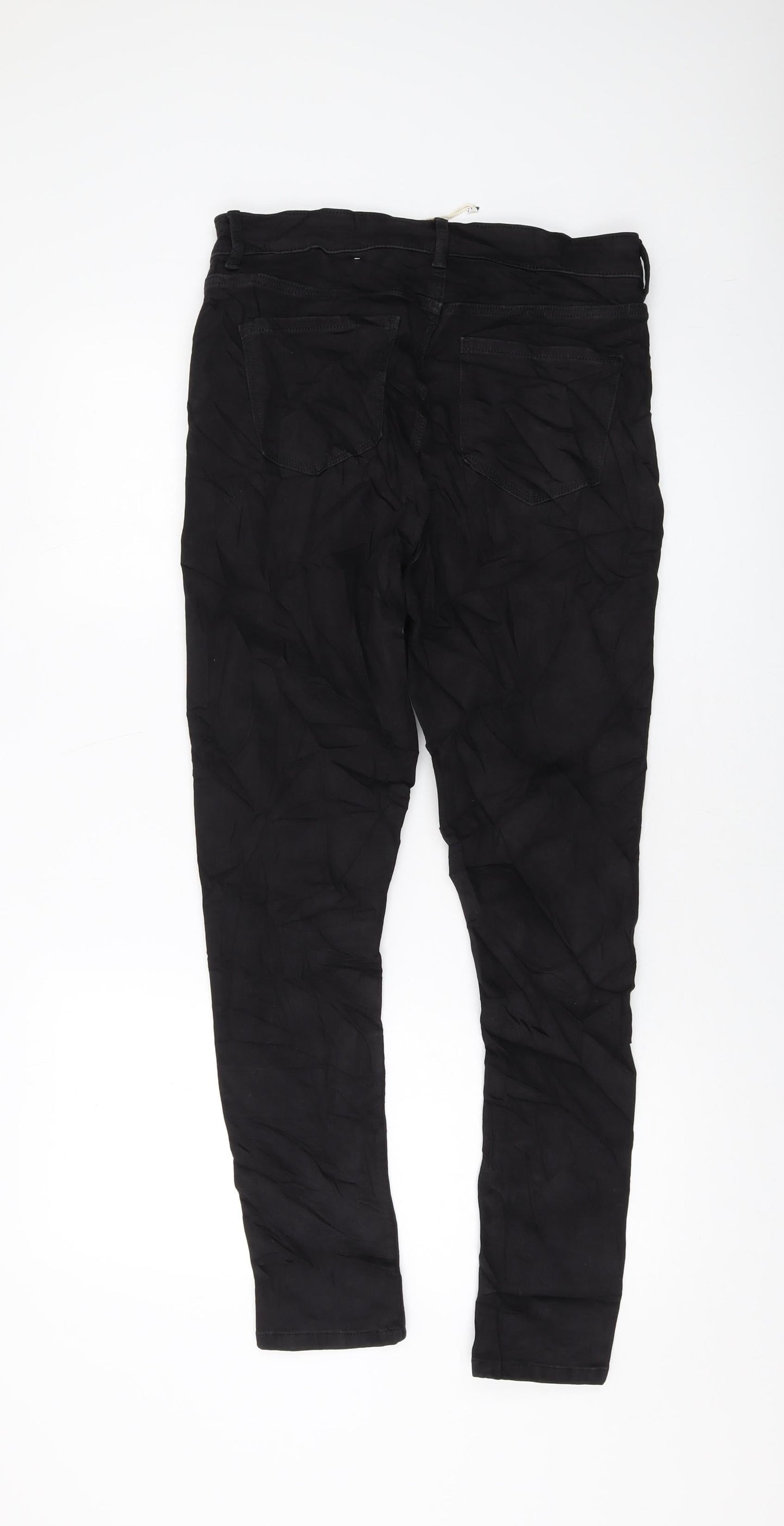 Marks and Spencer Womens Black Cotton Skinny Jeans Size 12 L28 in Regular Button