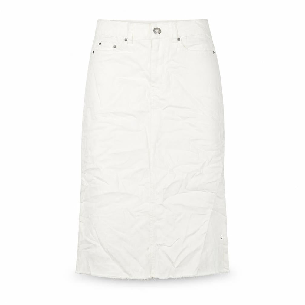 Marks & Spencer Womens Ivory Cotton A-Line Skirt Size 6 Button
