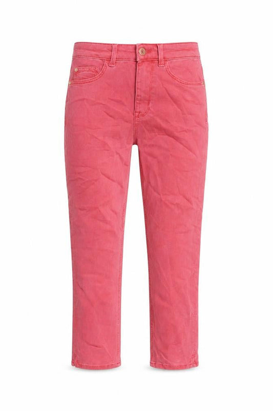Marks & Spencer Womens Pink Cotton Cropped Jeans Size 8 L22 in Regular Button