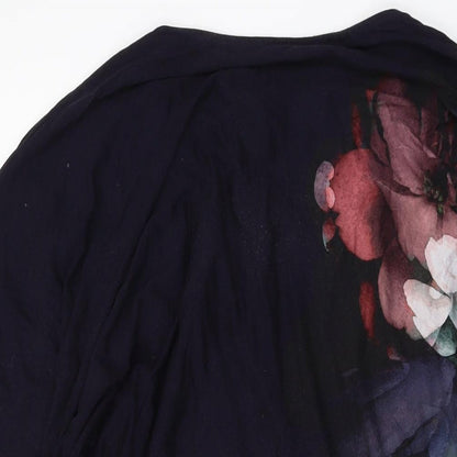 Phase Eight Womens Black Floral Polyester Tunic Blouse Size 14 Round Neck