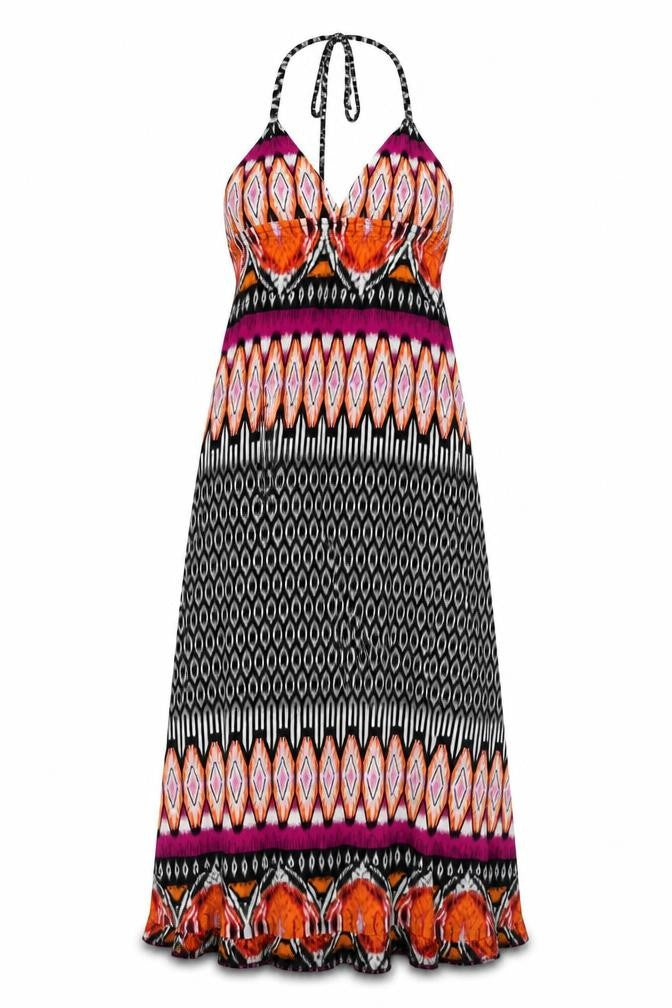 AX Paris Womens Multicoloured Geometric Cotton A-Line Size 10 V-Neck Pullover