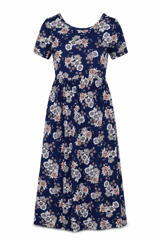 Dorothy Perkins Womens Blue Floral Viscose A-Line Size 6 Round Neck Pullover