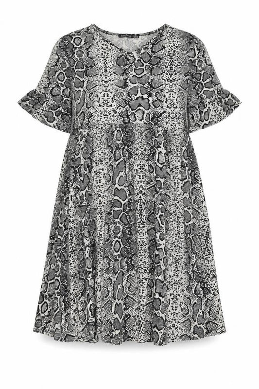 Boohoo Womens Grey Animal Print Viscose A-Line Size 16 Round Neck Pullover