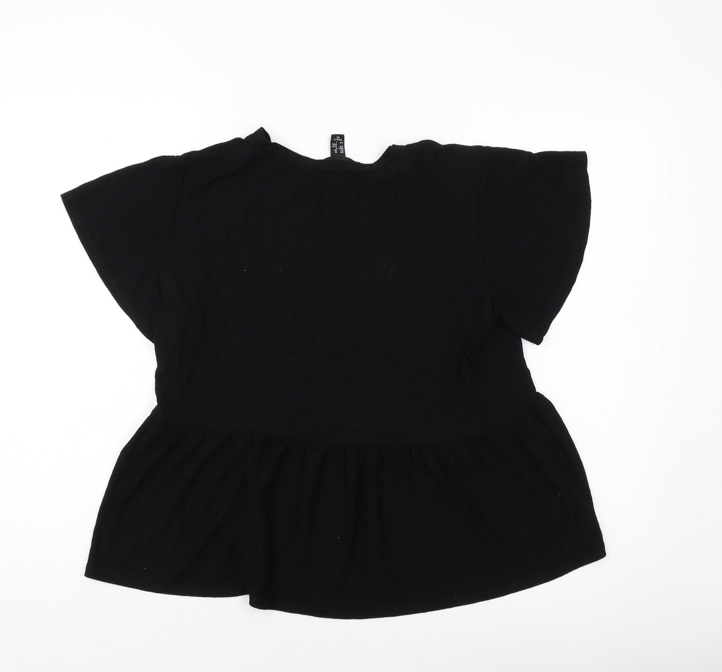 New Look Womens Black Viscose Basic Blouse Size 10 Round Neck