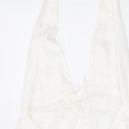 Zara Womens Ivory Cotton A-Line Size L Halter Pullover